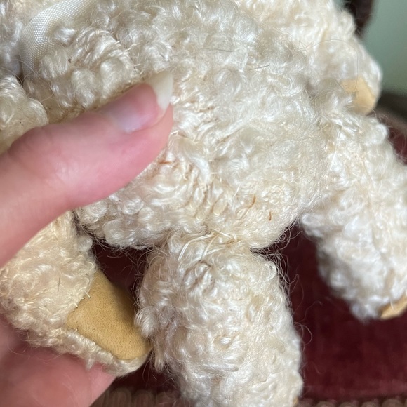 Curly Teddy Bear, Handmade Vintage Stuffed Bear, Shabby Hand Sewn Toy - Picture 8 of 8